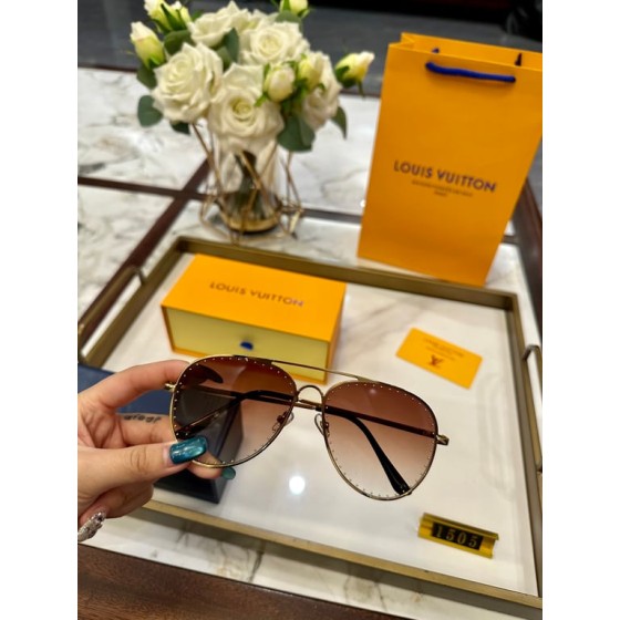 LV Studded Aviator Sunglasses (Gold/Brown Gradient)